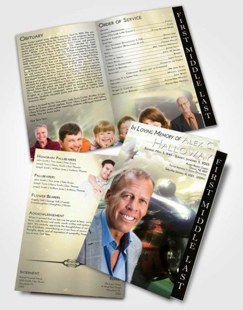 2 Page Graduated Step Fold Funeral Program Template Brochure At Dusk Motorcycle Speed