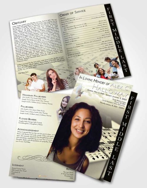 2 Page Graduated Step Fold Funeral Program Template Brochure At Dusk Piano Desire