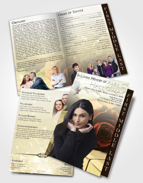 2 Page Graduated Step Fold Funeral Program Template Brochure At Dusk Piano Rose