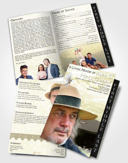 2 Page Graduated Step Fold Funeral Program Template Brochure At Dusk Puck of Honor