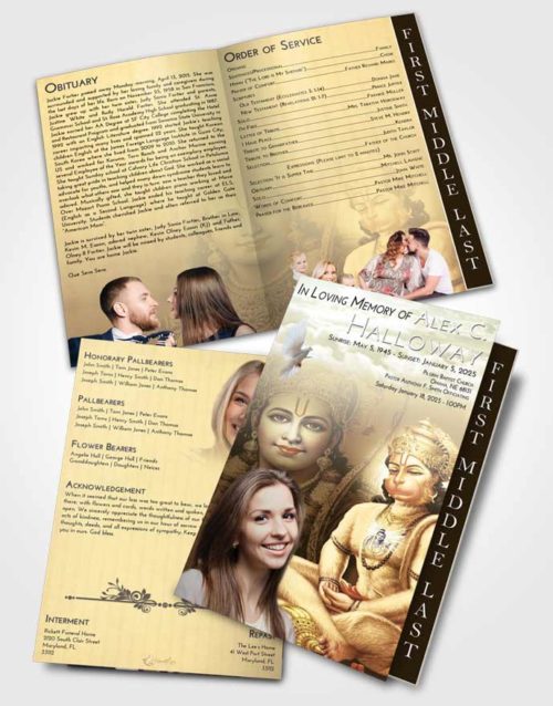 2 Page Graduated Step Fold Funeral Program Template Brochure At Dusk Ram Bhakth Hanuman