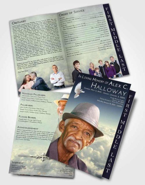2 Page Graduated Step Fold Funeral Program Template Brochure At Dusk Return to the Clouds