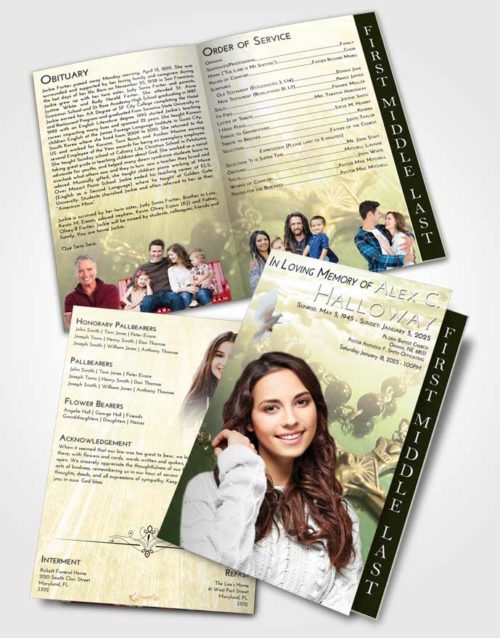 2 Page Graduated Step Fold Funeral Program Template Brochure At Dusk Rosary Faith