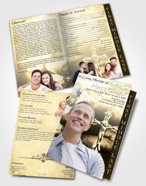 2 Page Graduated Step Fold Funeral Program Template Brochure At Dusk Rosary Life