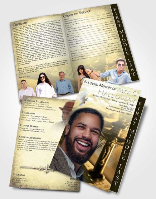 2 Page Graduated Step Fold Funeral Program Template Brochure At Dusk Rosary Trust
