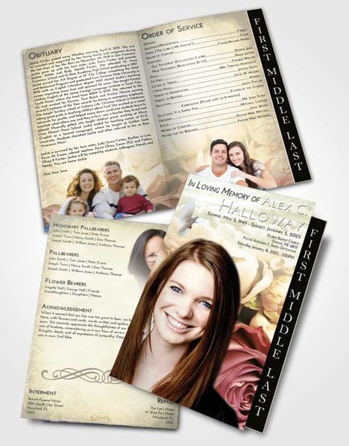 2 Page Graduated Step Fold Funeral Program Template Brochure At Dusk Rose Magic