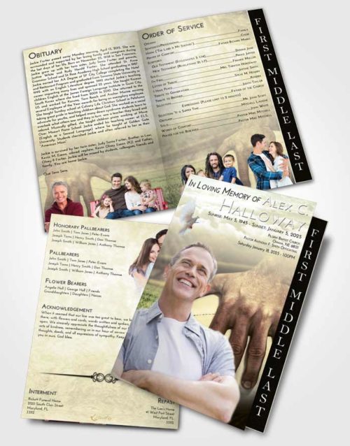 2 Page Graduated Step Fold Funeral Program Template Brochure At Dusk Rugby Surprise