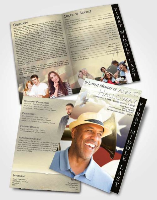 2 Page Graduated Step Fold Funeral Program Template Brochure At Dusk Service Honor