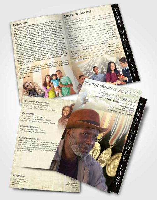 2 Page Graduated Step Fold Funeral Program Template Brochure At Dusk Service Reward