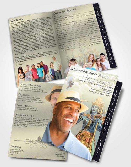 2 Page Graduated Step Fold Funeral Program Template Brochure At Dusk Shiva Desire