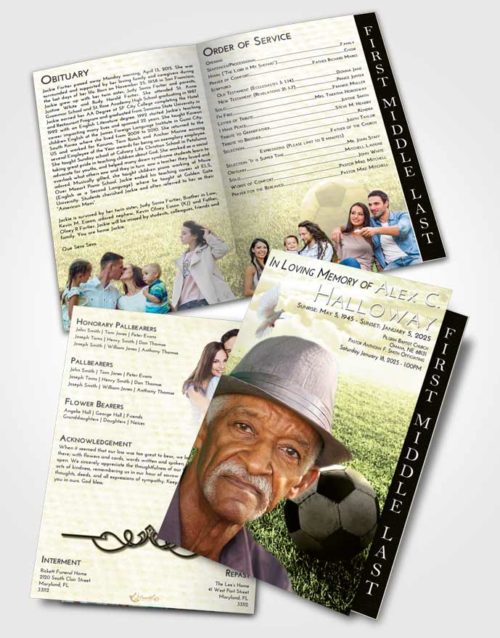 2 Page Graduated Step Fold Funeral Program Template Brochure At Dusk Soccer Journey