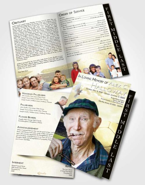 2 Page Graduated Step Fold Funeral Program Template Brochure At Dusk Soccer Love