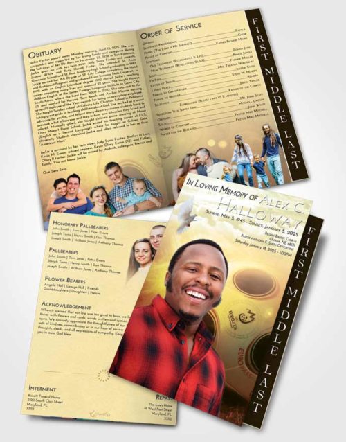 2 Page Graduated Step Fold Funeral Program Template Brochure At Dusk Soccer Miracle