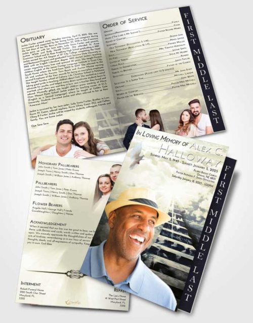 2 Page Graduated Step Fold Funeral Program Template Brochure At Dusk Stairway for the Soul