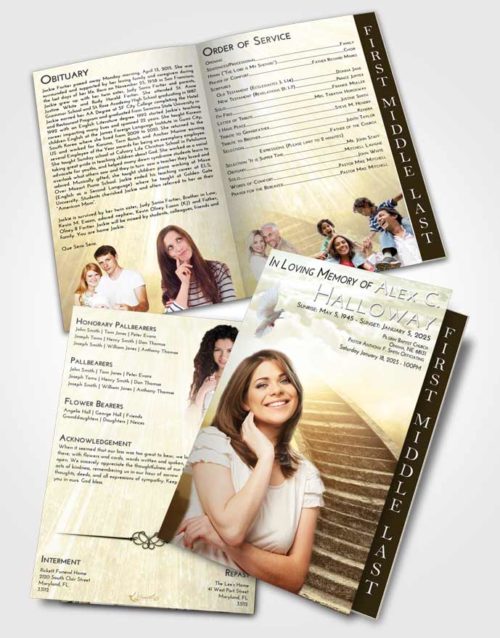 2 Page Graduated Step Fold Funeral Program Template Brochure At Dusk Stairway to Magnificence
