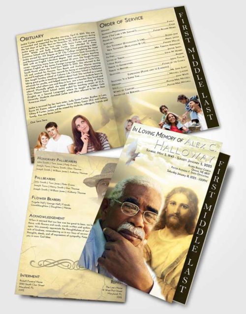 2 Page Graduated Step Fold Funeral Program Template Brochure At Dusk Star of Jesus