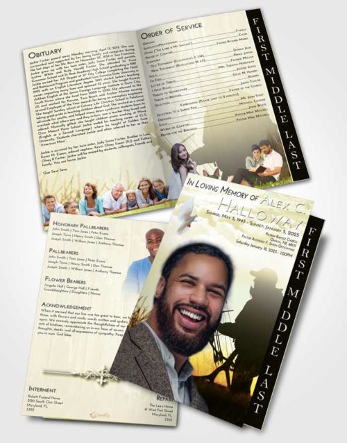 2 Page Graduated Step Fold Funeral Program Template Brochure At Dusk The Hunt