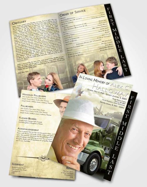 2 Page Graduated Step Fold Funeral Program Template Brochure At Dusk Trucker Days