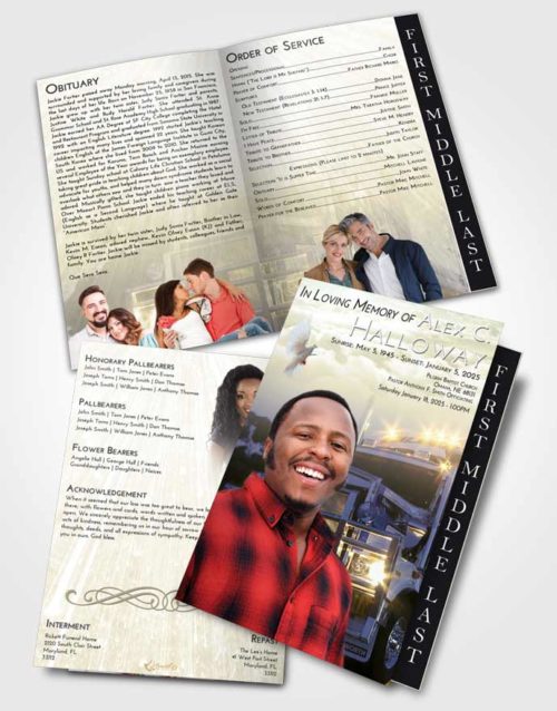 2 Page Graduated Step Fold Funeral Program Template Brochure At Dusk Trucker Dreams