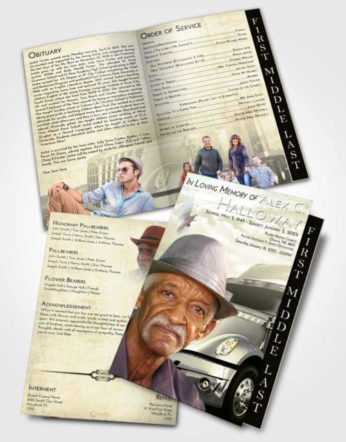 2 Page Graduated Step Fold Funeral Program Template Brochure At Dusk Trucker Hours