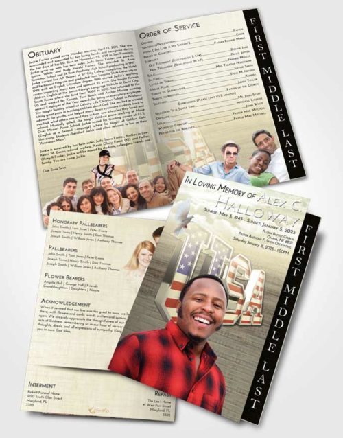 2 Page Graduated Step Fold Funeral Program Template Brochure At Dusk USA