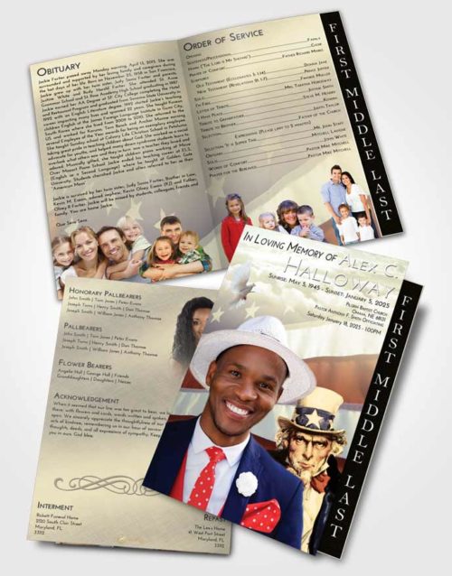 2 Page Graduated Step Fold Funeral Program Template Brochure At Dusk Uncle Sam