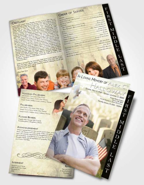 2 Page Graduated Step Fold Funeral Program Template Brochure At Dusk Veteran Service