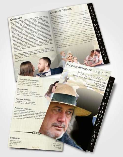 2 Page Graduated Step Fold Funeral Program Template Brochure At Dusk Veterans Sacrifice