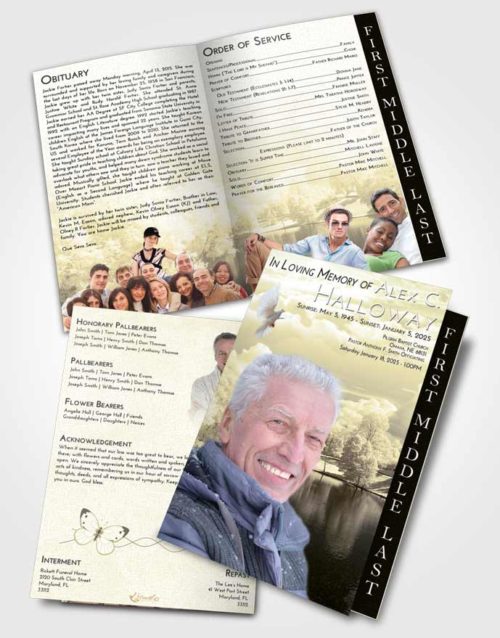 2 Page Graduated Step Fold Funeral Program Template Brochure At Dusk White Winter Park