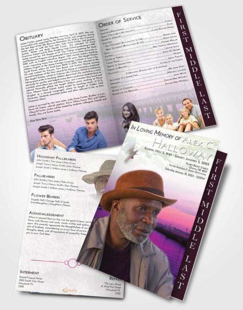 2 Page Graduated Step Fold Funeral Program Template Brochure Emerald Lake Drive