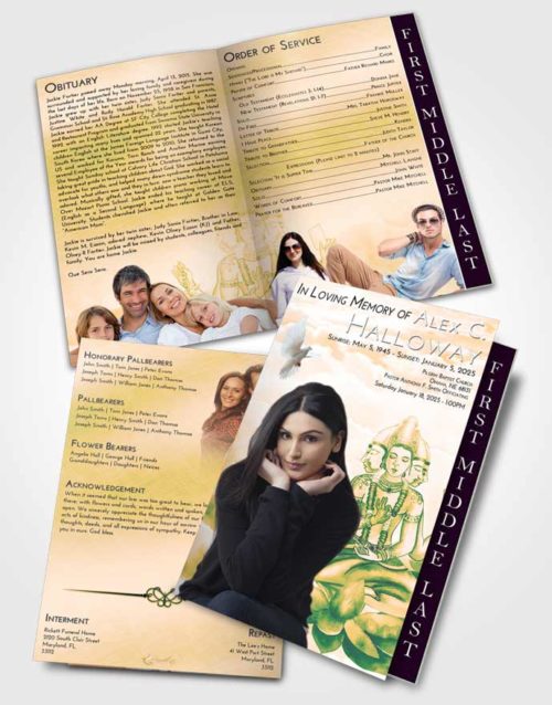 2 Page Graduated Step Fold Funeral Program Template Brochure Emerald Serenity Brahma Surprise