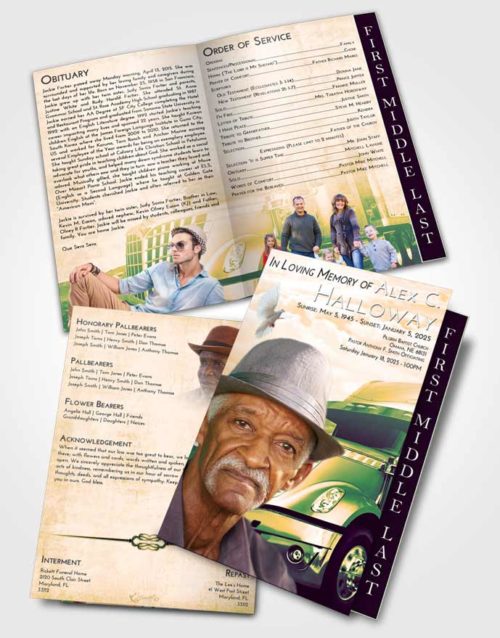 2 Page Graduated Step Fold Funeral Program Template Brochure Emerald Serenity Trucker Hours