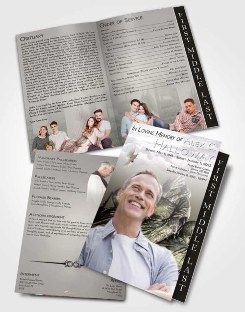 2 Page Graduated Step Fold Funeral Program Template Brochure Evening Army Grit