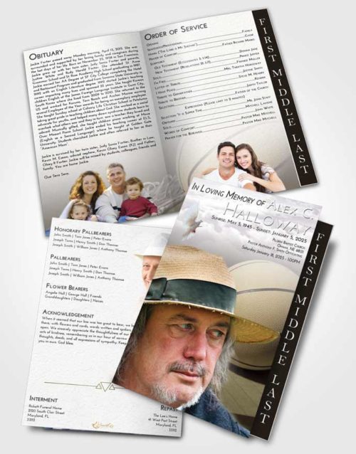 2 Page Graduated Step Fold Funeral Program Template Brochure Evening Basketball Peace