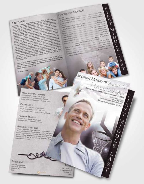 2 Page Graduated Step Fold Funeral Program Template Brochure Evening Basketball Pride