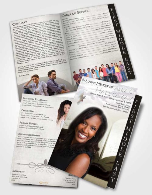 2 Page Graduated Step Fold Funeral Program Template Brochure Evening Bible Faith
