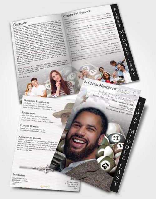 2 Page Graduated Step Fold Funeral Program Template Brochure Evening Billiards Love