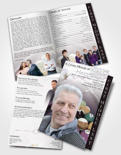 2 Page Graduated Step Fold Funeral Program Template Brochure Evening Billiards Rack