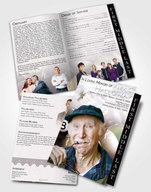 2 Page Graduated Step Fold Funeral Program Template Brochure Evening Billiards Tournament