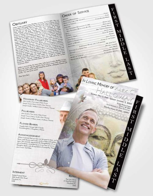 2 Page Graduated Step Fold Funeral Program Template Brochure Evening Buddha Praise