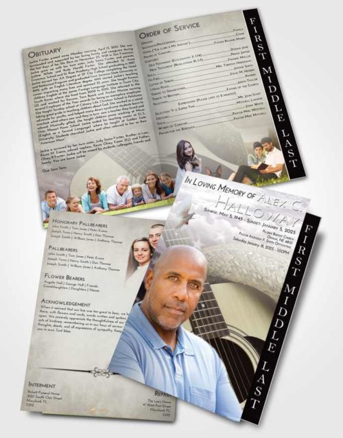 2 Page Graduated Step Fold Funeral Program Template Brochure Evening Cowboy Heaven
