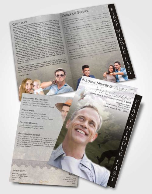 2 Page Graduated Step Fold Funeral Program Template Brochure Evening Deer Hunt