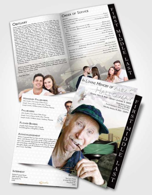 2 Page Graduated Step Fold Funeral Program Template Brochure Evening Fishing Dreams