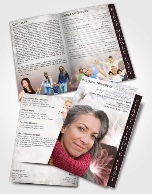 2 Page Graduated Step Fold Funeral Program Template Brochure Evening Flower Peace