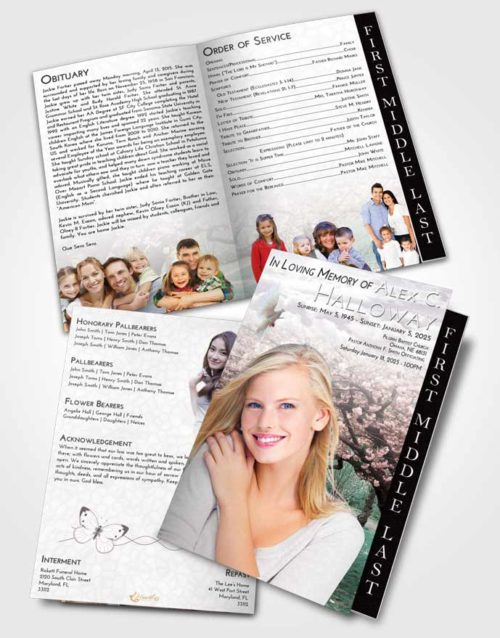 2 Page Graduated Step Fold Funeral Program Template Brochure Evening Flowering Path