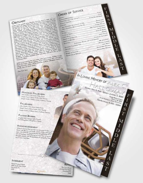 2 Page Graduated Step Fold Funeral Program Template Brochure Evening Football Party