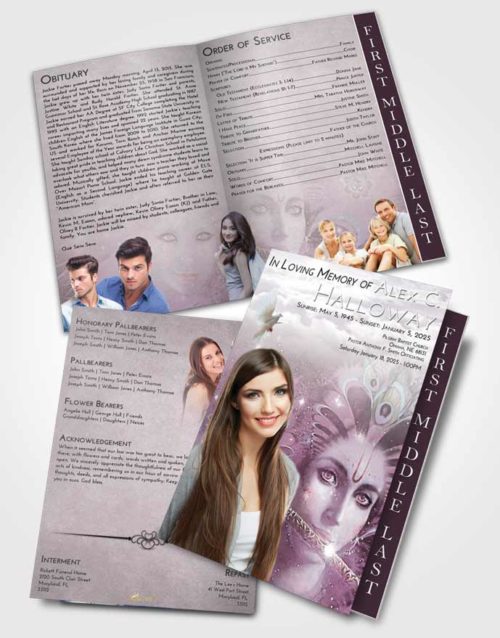 2 Page Graduated Step Fold Funeral Program Template Brochure Evening Hindu Desire