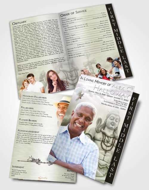 2 Page Graduated Step Fold Funeral Program Template Brochure Evening Hindu Mystery