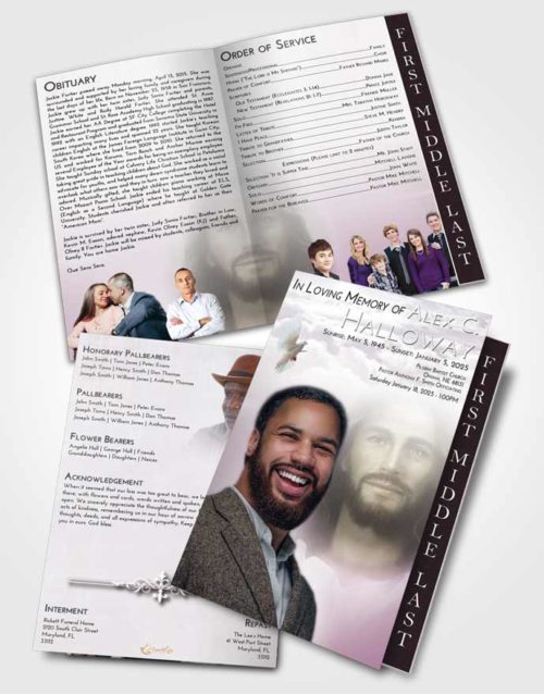 2 Page Graduated Step Fold Funeral Program Template Brochure Evening Jesus in Heaven