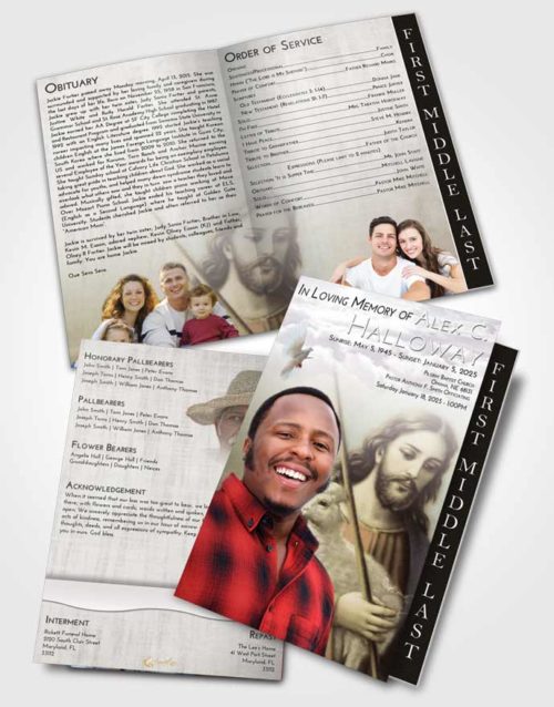 2 Page Graduated Step Fold Funeral Program Template Brochure Evening Jesus the Savior